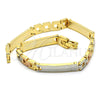 Oro Laminado Solid Bracelet, Gold Filled Style Polished, Tricolor, 03.102.0046.08 (06 MM Thickness, 8 Inches Length)
