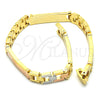Oro Laminado Solid Bracelet, Gold Filled Style Polished, Tricolor, 03.102.0046.08 (06 MM Thickness, 8 Inches Length)
