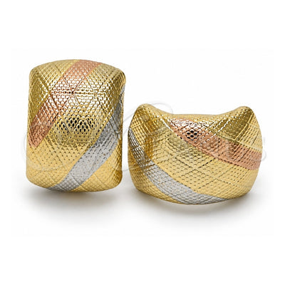 Oro Laminado Huggie Hoop, Gold Filled Style Polished, Tricolor, 02.163.0058.15