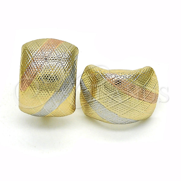 Gold Filled Hoop Earrings — Huggie Hoop Polished Tricolor 02. — main product view — SKU 121688 | Oro Laminado aretes de aro — Huggie Hoop pulido Tricolor 02. — SKU 121688