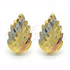 Oro Laminado Huggie Hoop, Gold Filled Style Leaf Design, Polished, Tricolor, 02.163.0060.15