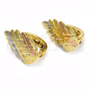 Oro Laminado Huggie Hoop, Gold Filled Style Leaf Design, Polished, Tricolor, 02.163.0060.15