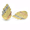 Oro Laminado Huggie Hoop, Gold Filled Style Leaf Design, Polished, Tricolor, 02.163.0060.15