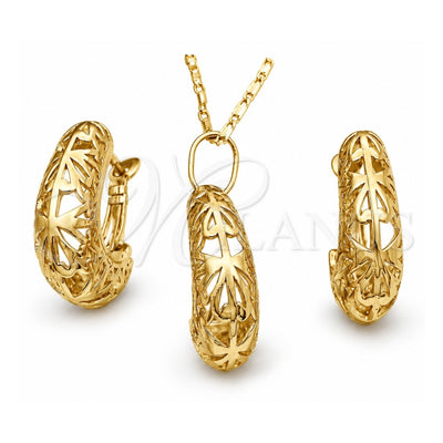 Oro Laminado Earring and Pendant Adult Set, Gold Filled Style Polished, Golden Finish, 10.163.0005