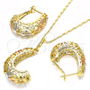 Oro Laminado Earring and Pendant Adult Set, Gold Filled Style Polished, Tricolor, 10.163.0005.1