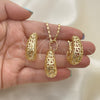 Oro Laminado Earring and Pendant Adult Set, Gold Filled Style Greek Key Design, Polished, Golden Finish, 10.163.0007