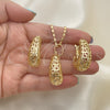 Oro Laminado Earring and Pendant Adult Set, Gold Filled Style Greek Key Design, Polished, Golden Finish, 10.163.0007