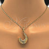 Oro Laminado Earring and Pendant Adult Set, Gold Filled Style Greek Key Design, Polished, Tricolor, 10.163.0007.1