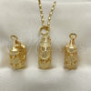 Oro Laminado Earring and Pendant Adult Set, Gold Filled Style Polished, Golden Finish, 10.163.0008