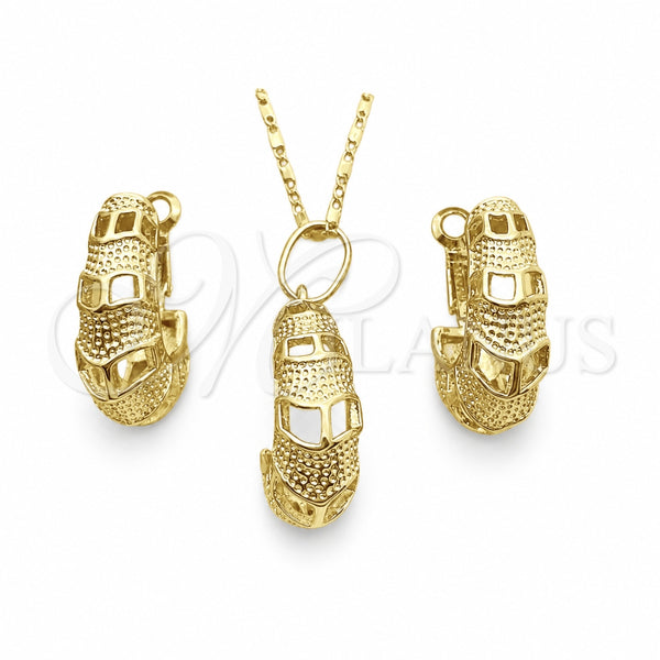 Oro Laminado Earring and Pendant Adult Set, Gold Filled Style Polished, Golden Finish, 10.163.0008