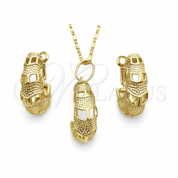 Oro Laminado Earring and Pendant Adult Set, Gold Filled Style Polished, Golden Finish, 10.163.0008