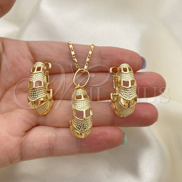 Oro Laminado Earring and Pendant Adult Set, Gold Filled Style Polished, Golden Finish, 10.163.0008