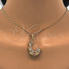 Oro Laminado Earring and Pendant Adult Set, Gold Filled Style Polished, Tricolor, 10.163.0008.1