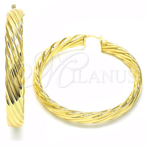 Gold Filled Hoop Earrings — Large Hoop Twist Design Polished 02. — main product view — SKU 121708 | Oro Laminado aretes de aro — Large Hoop Twist diseño pulido 02. — SKU 121708