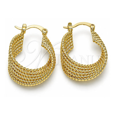 Oro Laminado Small Hoop, Gold Filled Style Twist Design, Polished, Golden Finish, 02.261.0053.20