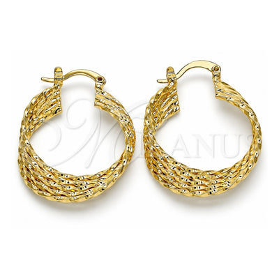 Oro Laminado Small Hoop, Gold Filled Style Twist Design, Polished, Golden Finish, 02.261.0065.25