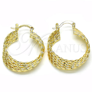 Gold Filled Hoop Earrings — Small Hoop Twist Design Polished 02. — main product view — SKU 121742 | Oro Laminado aretes de aro — Small Hoop Twist diseño pulido 02. — SKU 121742