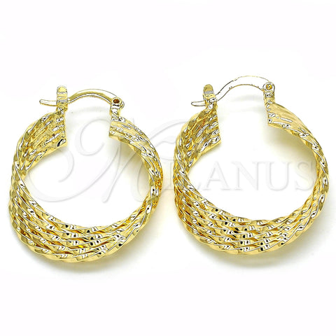 Oro Laminado Small Hoop, Gold Filled Style Twist Design, Polished, Golden Finish, 02.261.0065.25