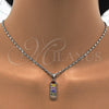 Rhodium Plated Earring and Pendant Adult Set, with Multicolor Cubic Zirconia, Polished, Rhodium Finish, 10.217.0003.4