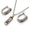 Rhodium Plated Earring and Pendant Adult Set, with Multicolor Cubic Zirconia, Polished, Rhodium Finish, 10.217.0003.4