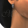 Rhodium Gold Filled Huggie Hoop, with Sapphire Blue and White Cubic Zirconia, Polished, Rhodium Finish, 02.217.0062.4.15