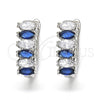 Rhodium Gold Filled Huggie Hoop, with Sapphire Blue and White Cubic Zirconia, Polished, Rhodium Finish, 02.217.0062.4.15