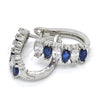 Rhodium Gold Filled Huggie Hoop, with Sapphire Blue and White Cubic Zirconia, Polished, Rhodium Finish, 02.217.0062.4.15