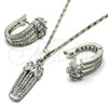 Rhodium Gold Filled Earring and Pendant Adult Set, with White Cubic Zirconia, Polished, Rhodium Finish, 10.217.0006