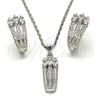 Rhodium Gold Filled Earring and Pendant Adult Set, with White Cubic Zirconia, Polished, Rhodium Finish, 10.217.0006