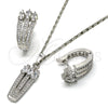 Rhodium Gold Filled Earring and Pendant Adult Set, with White Cubic Zirconia, Polished, Rhodium Finish, 10.217.0006