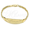 Oro Laminado ID Bracelet, Gold Filled Style Polished, Golden Finish, 03.63.1900.07 (03 MM Thickness, 1 Inches Length)