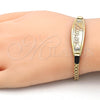 Oro Laminado ID Anklet, Gold Filled Style Polished, Tricolor, 03.63.1900.1.07 (03 MM Thickness, 7 Inches Length)