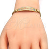 Oro Laminado ID Anklet, Gold Filled Style Polished, Tricolor, 03.63.1900.1.07 (03 MM Thickness, 7 Inches Length)