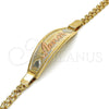 Oro Laminado ID Anklet, Gold Filled Style Polished, Tricolor, 03.63.1900.1.07 (03 MM Thickness, 7 Inches Length)