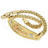 Oro Laminado ID Anklet, Gold Filled Style Polished, Tricolor, 03.63.1900.1.07 (03 MM Thickness, 7 Inches Length)