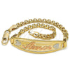 Oro Laminado ID Anklet, Gold Filled Style Polished, Tricolor, 03.63.1900.1.07 (03 MM Thickness, 7 Inches Length)