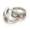 Rhodium Gold Filled Huggie Hoop, with Garnet and White Cubic Zirconia, Polished, Rhodium Finish, 02.217.0044.2.20