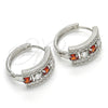 Rhodium Gold Filled Huggie Hoop, with Garnet and White Cubic Zirconia, Polished, Rhodium Finish, 02.217.0044.2.20