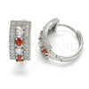 Rhodium Gold Filled Huggie Hoop, with Garnet and White Cubic Zirconia, Polished, Rhodium Finish, 02.217.0044.2.20