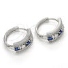 Rhodium Gold Filled Huggie Hoop, with Sapphire Blue and White Cubic Zirconia, Polished, Rhodium Finish, 02.217.0044.4.20