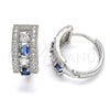 Rhodium Gold Filled Huggie Hoop, with Sapphire Blue and White Cubic Zirconia, Polished, Rhodium Finish, 02.217.0044.4.20