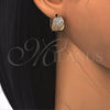 Oro Laminado Huggie Hoop, Gold Filled Style with White Cubic Zirconia, Polished, Golden Finish, 02.217.0068.1.15