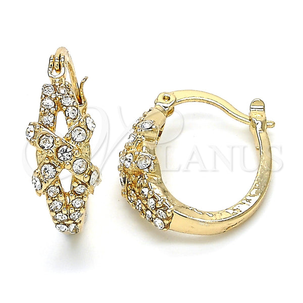 Gold Filled Hoop Earrings — Small Hoop with White Crystal Polished 02. — main product view — SKU 121914 | Oro Laminado aretes de aro — Small Hoop with cristal blanco pulido 02. — SKU 121914