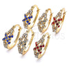 Oro Laminado Small Hoop, Gold Filled Style with White Crystal, Polished, Golden Finish, 02.100.0084.20