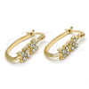 Oro Laminado Small Hoop, Gold Filled Style with White Crystal, Polished, Golden Finish, 02.100.0086.15