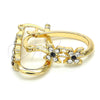 Oro Laminado Small Hoop, Gold Filled Style with Black and White Crystal, Polished, Golden Finish, 02.100.0086.1.15
