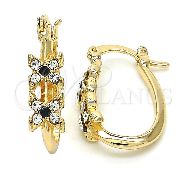 Gold Filled Hoop Earrings — Small Hoop with Black and White Crystal Polished — main product view — SKU 121919 | Oro Laminado aretes de aro — Small Hoop with negro and cristal blanco pulido — SKU 121919