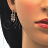 Oro Laminado Small Hoop, Gold Filled Style with Sapphire Blue and White Crystal, Polished, Golden Finish, 02.100.0086.3.15