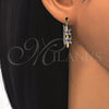 Oro Laminado Small Hoop, Gold Filled Style with Sapphire Blue and White Crystal, Polished, Golden Finish, 02.100.0086.3.15