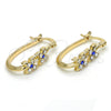 Oro Laminado Small Hoop, Gold Filled Style with Sapphire Blue and White Crystal, Polished, Golden Finish, 02.100.0086.3.15